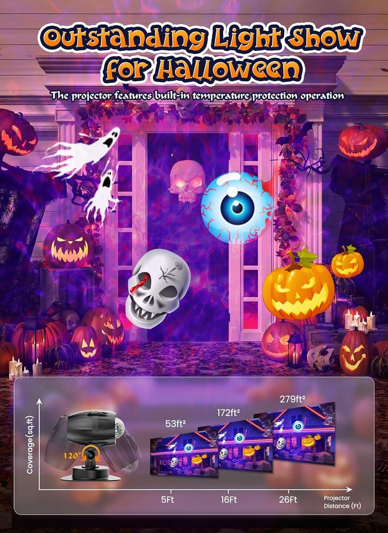 SmartDawn 3 in 1 Halloween Christmas Projector Lights Outdoor 21 HD Effects (3D Ocean Wave + Patterns+Red Green) Waterproof with Timer Halloween Landscape Lights for Indoor Holiday - Image 5